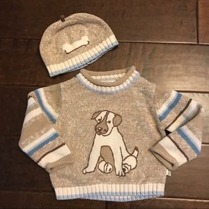 Cute puppy dog sweater and hat set 18 mos
